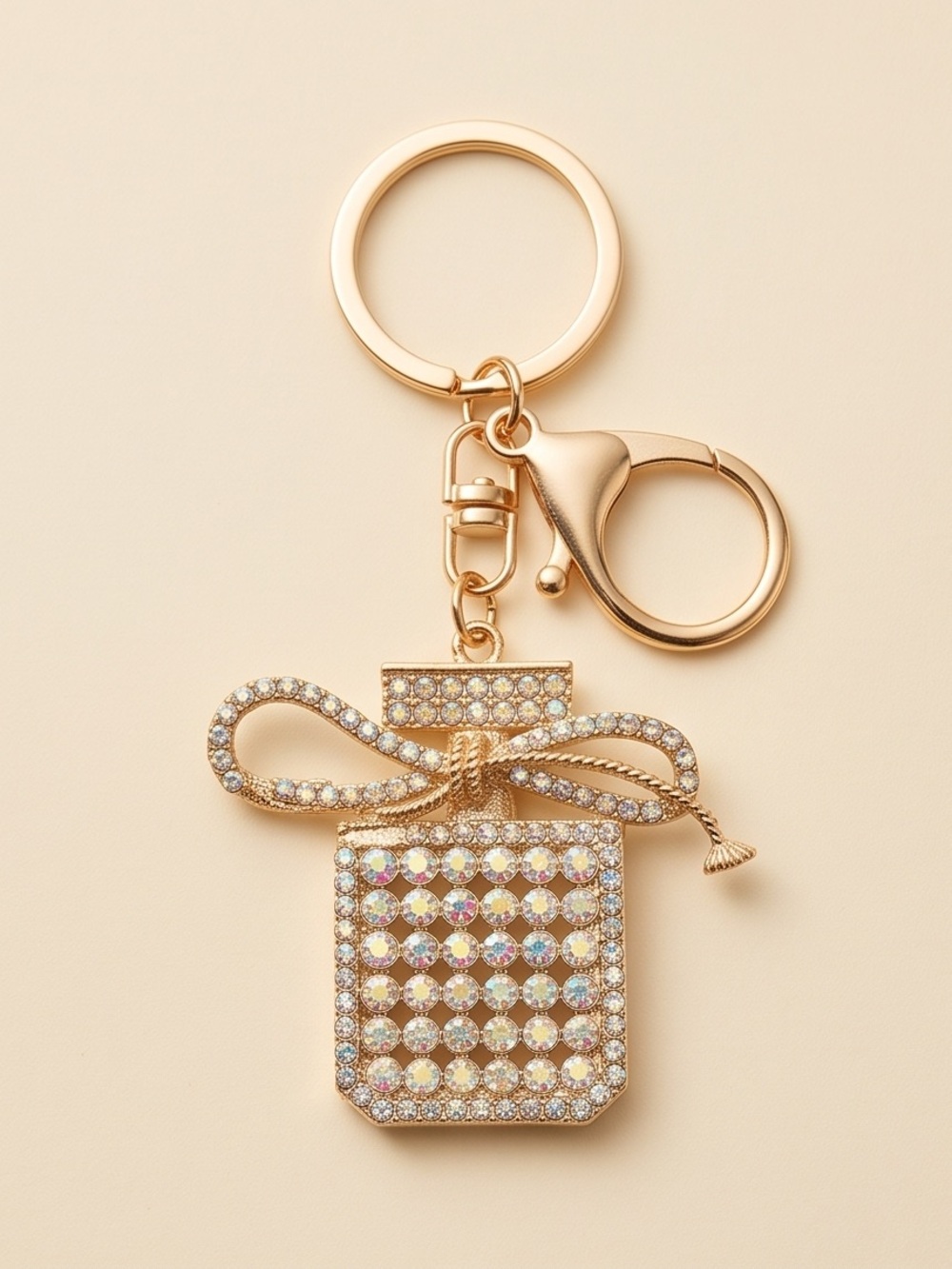 Gold Crystal Perfume Bottle Keychain - Women Accessories